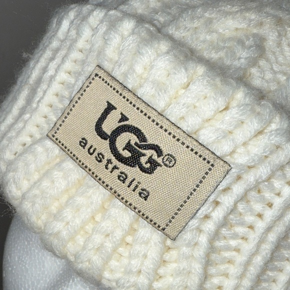 UGG Australia Cream Knit Pom-Pom Beanie - Picture 2 of 6